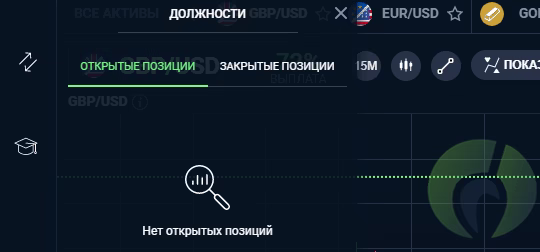 Открытые позиции в терминале Evotrade